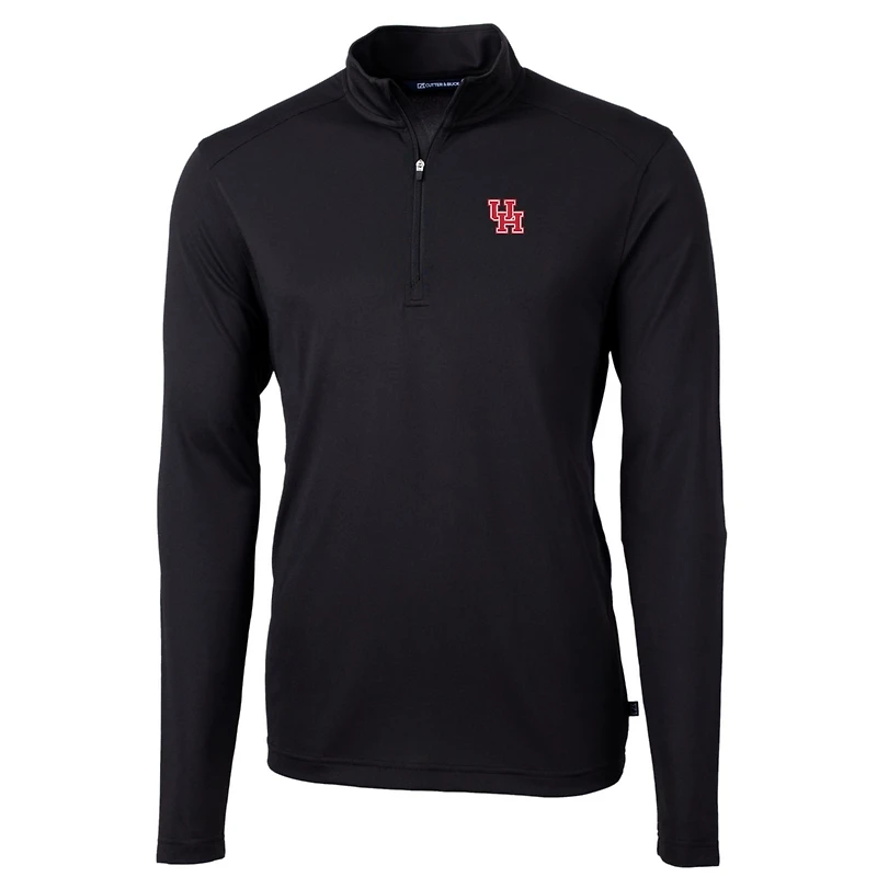 Men's Cutter & Buck Black Houston Cougars Big Tall Virtue Eco Pique Recycled Quarter-Zip Pullover Top