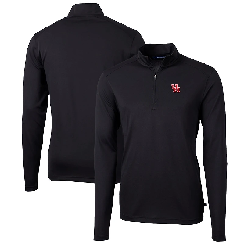 Pull-over zippé 1/4 en piqué écologique recyclé Cutter & Buck Black Houston Cougars pour homme, grandes tailles