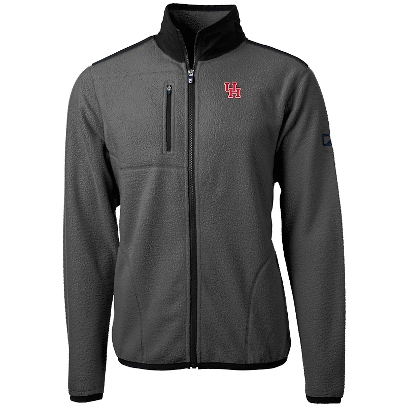 Veste polaire entièrement zippée Cascade Eco Sherpa pour homme, gris/noir, Cutter & Buck, Houston Cougars