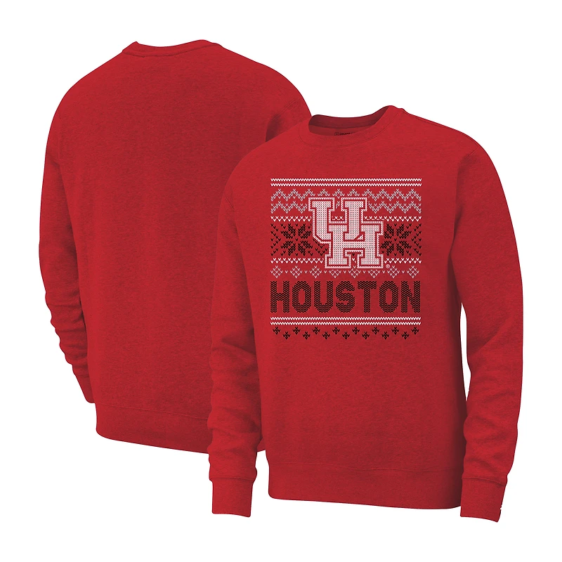 Sweat-shirt à col rond en polaire rouge Houston Cougars pour homme