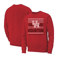 Sweat-shirt à col rond en polaire rouge Houston Cougars pour homme