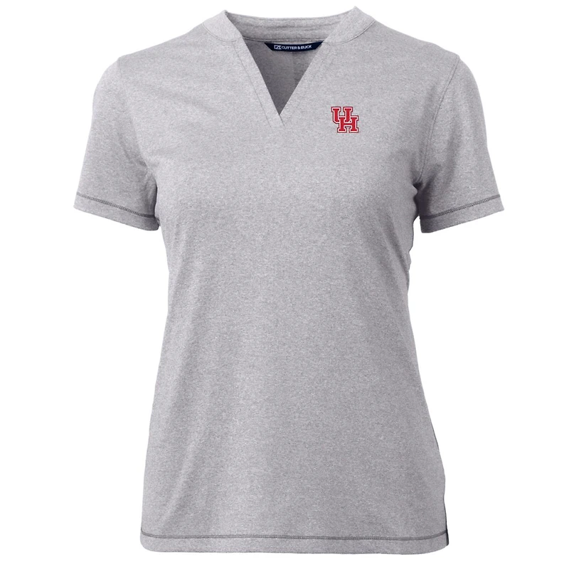 Haut à col en V Cutter & Buck pour femme, gris chiné, Houston Cougars Forge Blade