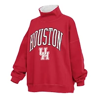 Women's Pressbox  Red Houston Cougars Oversized Mock Neck Sweatshirt