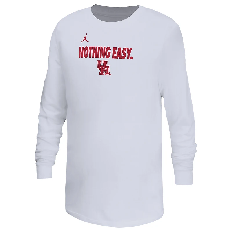 T-shirt à manches longues pour jeunes Jordan Brand Houston Cougars 2025 On-Court Bench blanc