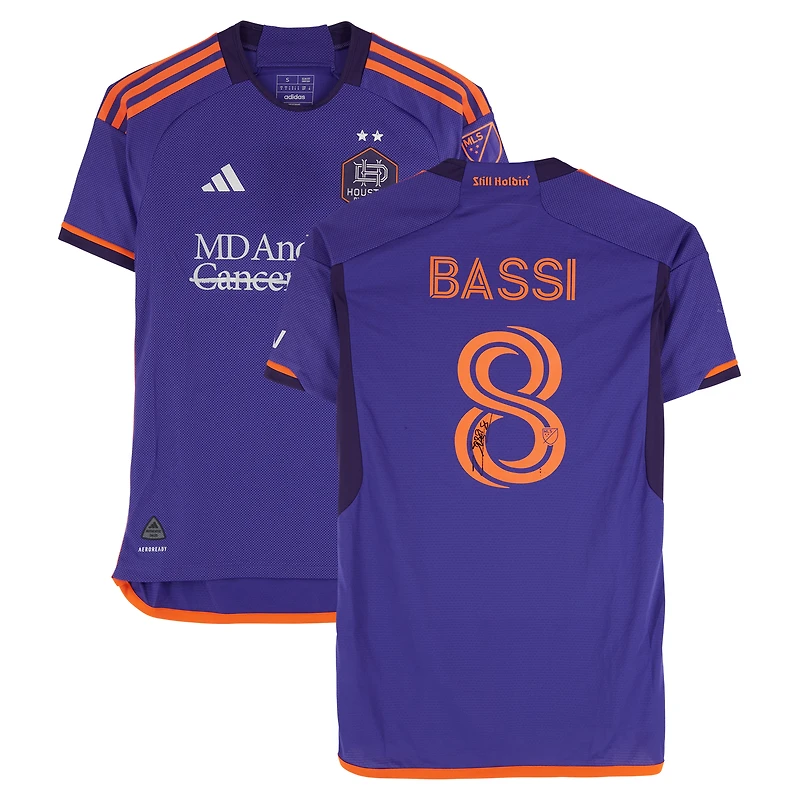 Amine Bassi Houston Dynamo FC Autographed Match-Used #8 Purple adidas Jersey from the 2024 MLS Season - Size S