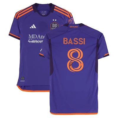 Amine Bassi Houston Dynamo FC Autographed Match-Used #8 Purple adidas Jersey from the 2024 MLS Season - Size S