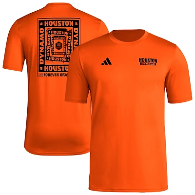 T-shirt cache-cœur orange adidas Houston Dynamo FC pour homme