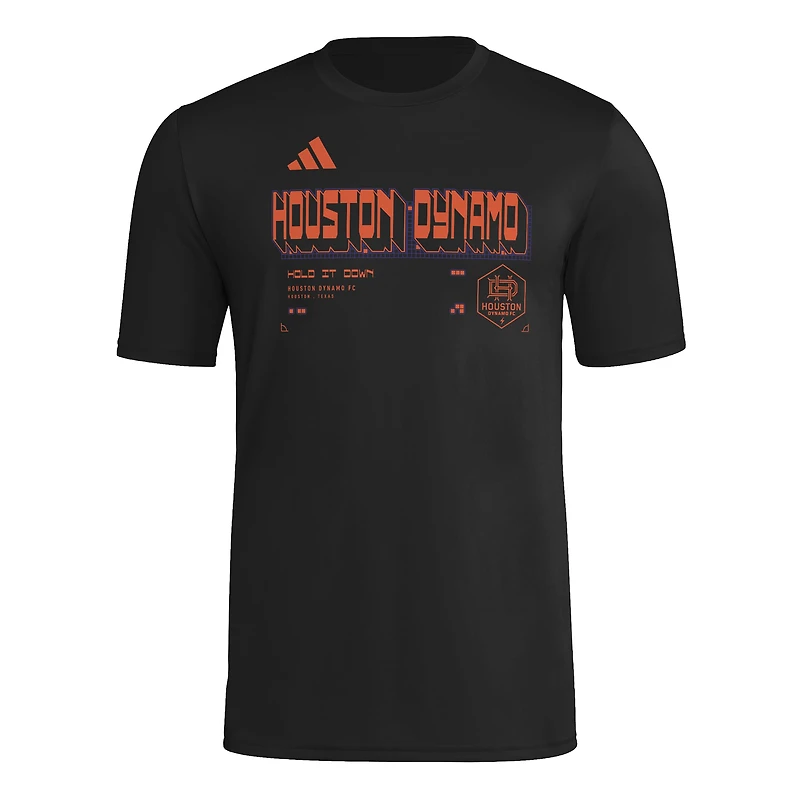 T-shirt d'avant-match adidas noir pour homme, Houston Dynamo FC 2026 Anthem AEROREADY