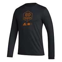 Men's adidas Black Houston Dynamo FC Icon AEROREADY Long Sleeve T-Shirt
