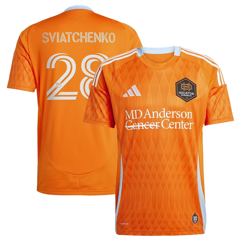 Maillot de joueur réplique adidas Erik Sviatchenko orange Houston Dynamo FC 2025 saison 20 pour hommes