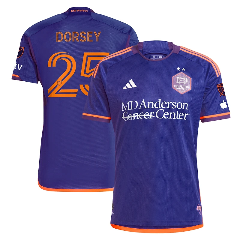 Maillot de joueur authentique adidas Griffin Dorsey violet Houston Dynamo FC 2024 Still Holdin' pour homme