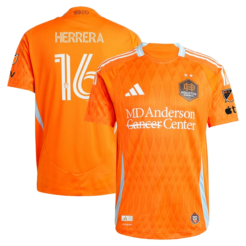 Men's adidas Héctor Herrera Orange Houston Dynamo FC 2025 Season 20 On-Field Authentic Jersey