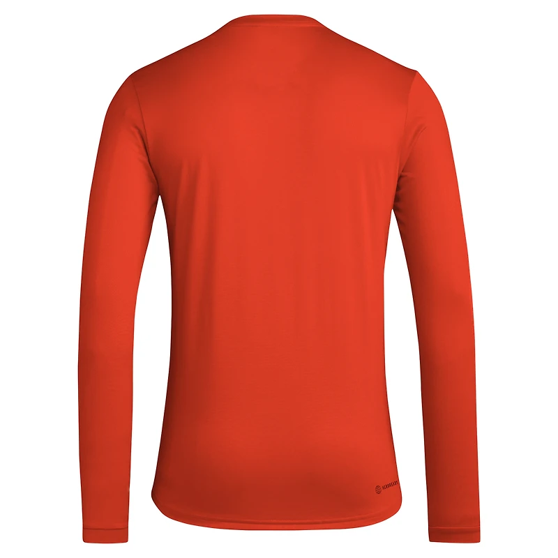 Men's adidas Orange Houston Dynamo FC 2024 Jersey Hook AEROREADY Long Sleeve T-Shirt