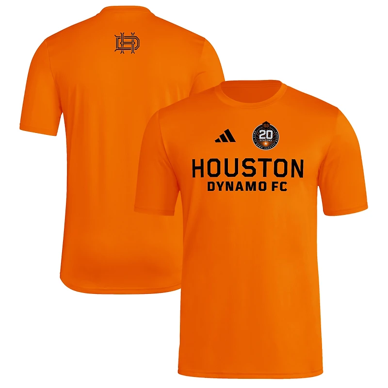 T-shirt adidas orange Houston Dynamo FC 2025 pour homme avec maillot Hook AEROREADY