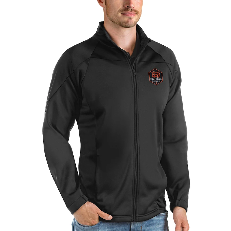 Veste de golf zippée intégrale Antigua Black Houston Dynamo FC Links pour homme