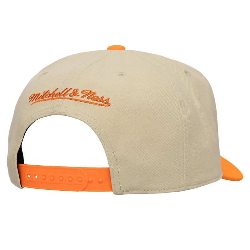 Casquette snapback Mitchell & Ness Houston Dynamo FC Upside Down Pro Pinch pour homme, couleur crème/orange