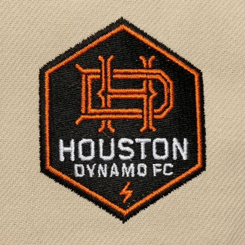 Casquette snapback Mitchell & Ness Houston Dynamo FC Upside Down Pro Pinch pour homme, couleur crème/orange