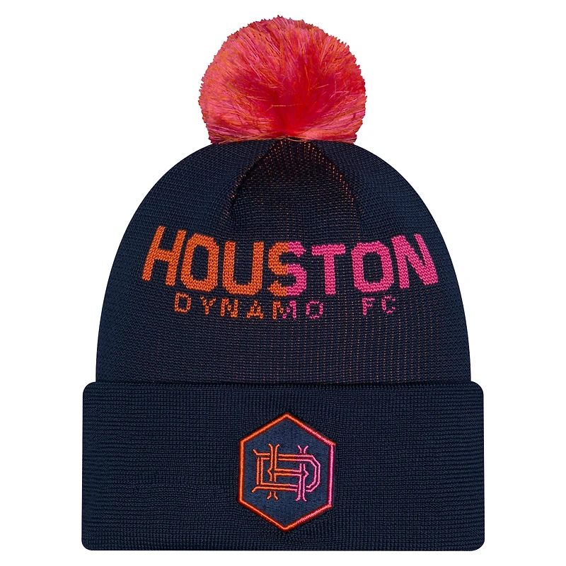 Bonnet à pompon et revers en maille New Era bleu marine Houston Dynamo FC 2026 pour homme