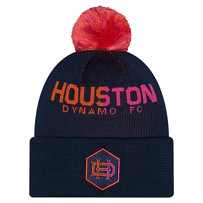 Bonnet à pompon et revers en maille New Era bleu marine Houston Dynamo FC 2026 pour homme