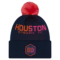Bonnet à pompon et revers en maille New Era bleu marine Houston Dynamo FC 2026 pour homme