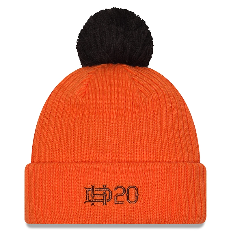 Bonnet tricoté orange Houston Dynamo FC 2025 pour homme New Era avec revers et pompon