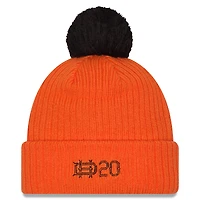 Bonnet tricoté orange Houston Dynamo FC 2025 pour homme New Era avec revers et pompon