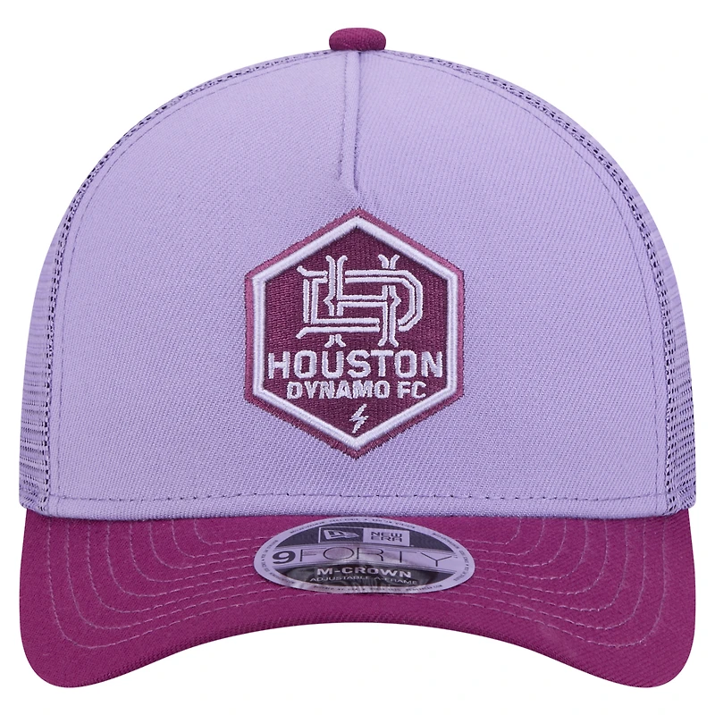 Casquette de camionneur ajustable Houston Dynamo FC 9FORTY A-Frame violette New Era pour homme