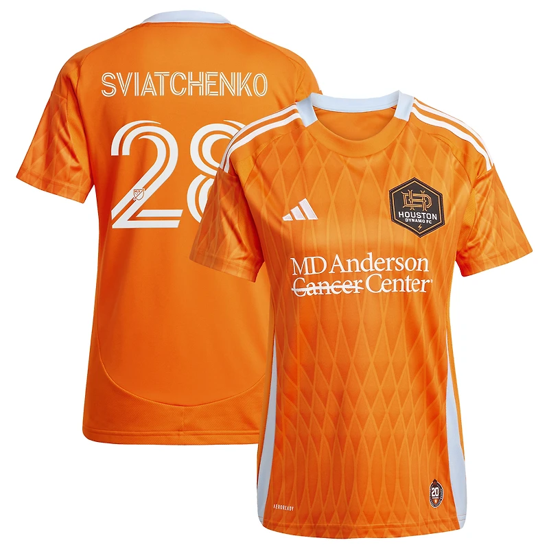 Maillot réplique de joueur adidas Erik Sviatchenko Orange Houston Dynamo FC 2025 Saison 20 pour femme