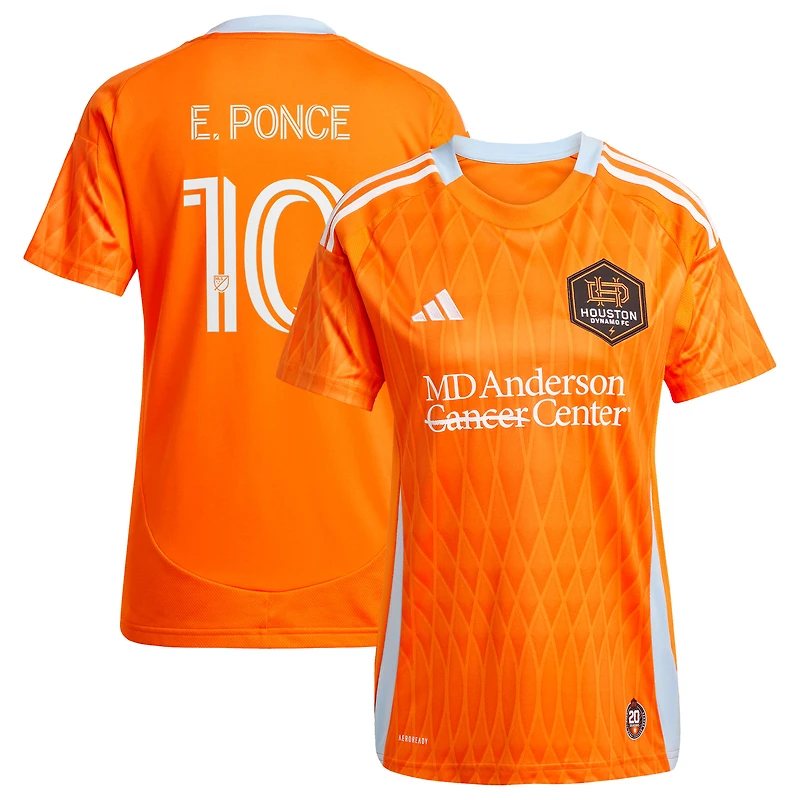 Maillot réplique de joueur adidas Ezequiel Ponce Orange Houston Dynamo FC 2025 Saison 20 pour femme