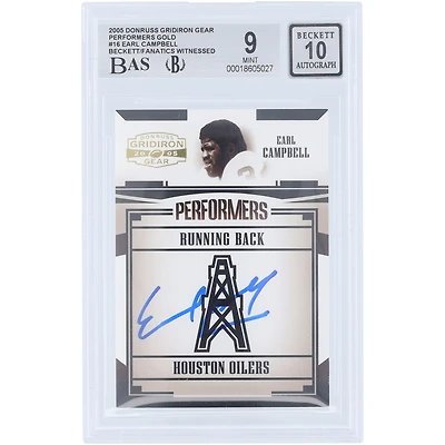 Earl Campbell Houston Oilers Autographed 2005 Donruss Gridiron Gear Performers Gold #P-16 #/500 Beckett Fanatics Witnessed Authenticated 9/10 Card