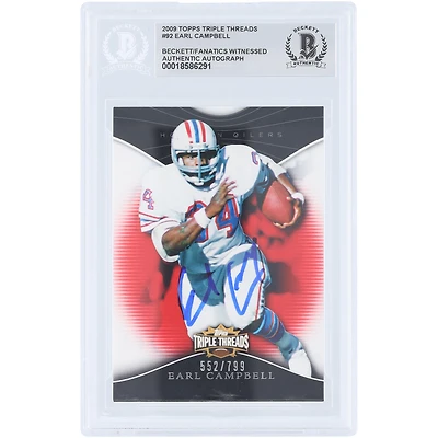 Earl Campbell Houston Oilers Autographed 2009 Topps Triple Threads #92 #/799 Beckett Fanatics Witnessed Authenticated Card