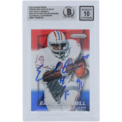 Earl Campbell Houston Oilers Autographed 2014 Panini Prizm #197 Beckett Fanatics Witnessed Authenticated 10 Card with "HOF 91" Inscription