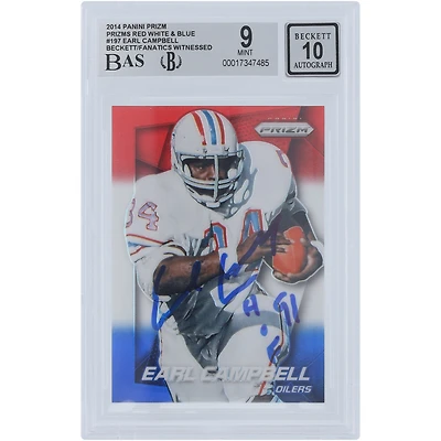 Earl Campbell Houston Oilers Autographed 2014 Panini Prizm #197 Beckett Fanatics Witnessed Authenticated /10 Card with "HOF 91" Inscription
