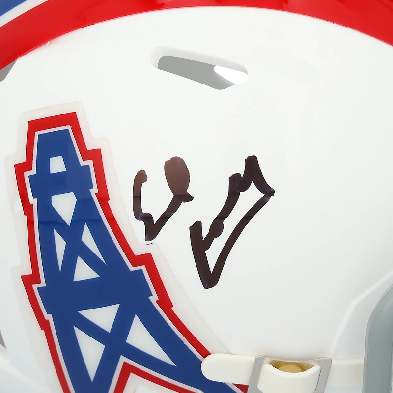 Casque Riddell rétro Speed ​​Mini autographié par Earl Campbell des Houston Oilers (1975-1980)