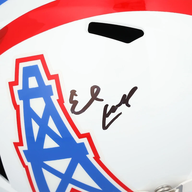 Casque réplique de vitesse rétro autographié par Earl Campbell des Houston Oilers, Riddell 1981-98