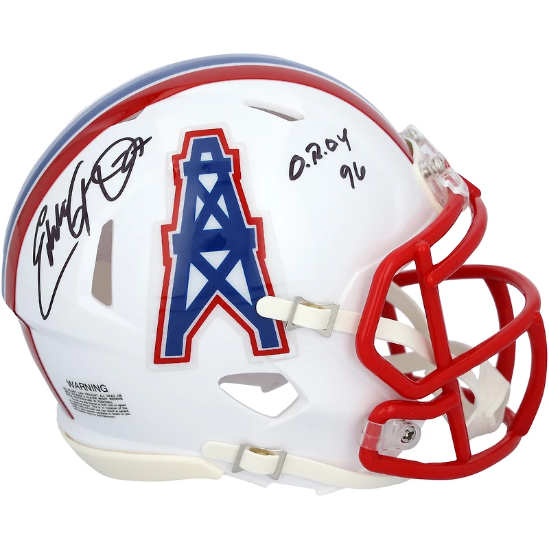Casque Riddell Speed Mini autographié par Eddie George des Houston Oilers avec inscription « OROY 96 »