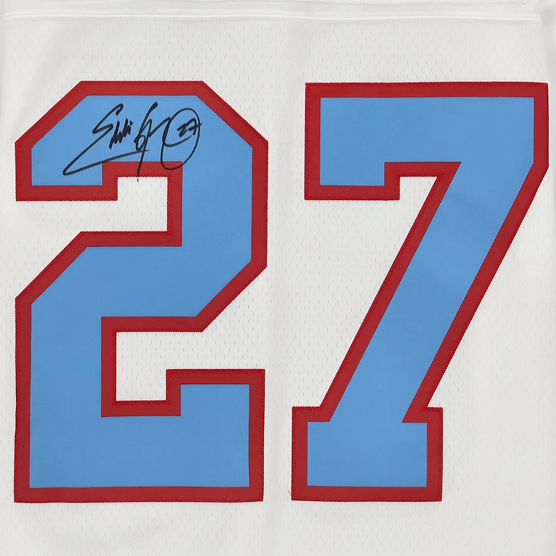 Maillot Mitchell & Ness Legacy blanc autographié par Eddie George des Houston Oilers