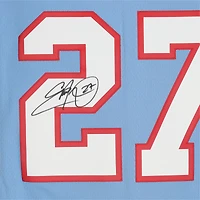 Maillot réplique autographié Mitchell & Ness bleu clair des Houston Oilers d'Eddie George
