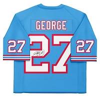 Maillot réplique autographié Mitchell & Ness bleu clair des Houston Oilers d'Eddie George