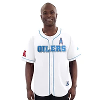 Men's Starter White Houston Oilers Relay Vintage Full-Button Baseball Jersey