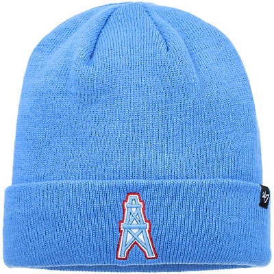 Bonnet en tricot à revers Legacy Houston Oilers '47 bleu clair pour homme
