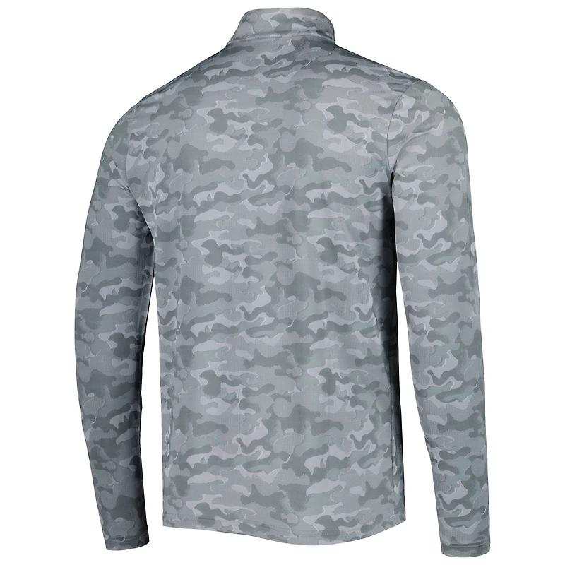 Men's Antigua Gray Houston Oilers Brigade Throwback Quarter-Zip Top