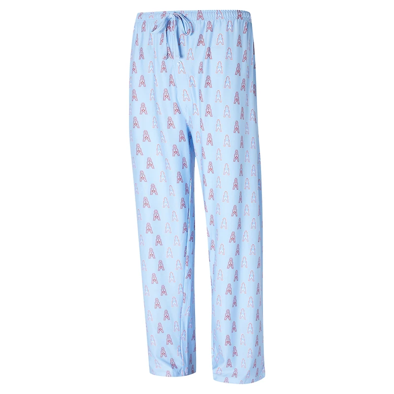 Men's Concepts Sport Light Blue Houston Oilers Gridiron Classics Record All Over Knit Pants