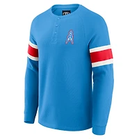 T-shirt Henley à manches longues raglan bleu clair pour homme de la collection Darius Rucker par Fanatics des Houston Oilers Gridiron Classics