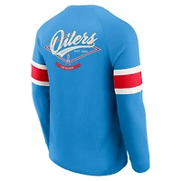 T-shirt Henley à manches longues raglan bleu clair pour homme de la collection Darius Rucker par Fanatics des Houston Oilers Gridiron Classics