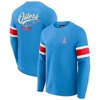 T-shirt Henley à manches longues raglan bleu clair pour homme de la collection Darius Rucker par Fanatics des Houston Oilers Gridiron Classics
