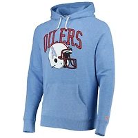 Homage Light Blue Houston Oilers Gridiron Classics Retro Helmet Tri-Blend Raglan Pullover Hoodie
