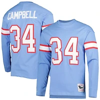Mitchell & Ness Earl Campbell bleu clair Houston Oilers 1984 nom et numéro du joueur retraité T-shirt à manches longues