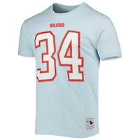 Men's Mitchell & Ness Earl Campbell Light Blue Houston Oilers Retired Player Logo Name Number T-Shirt