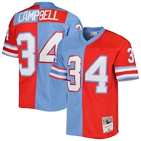 Maillot réplique Mitchell & Ness Earl Campbell rouge/bleu clair Houston Oilers Gridiron Classics 1980 Split Legacy pour homme